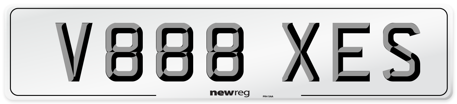 V888 XES Number Plate from New Reg